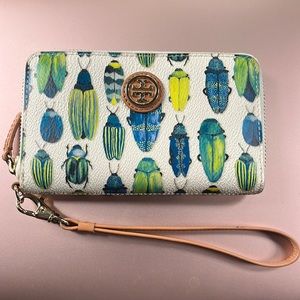 Tory Burch beetle print wristlet wallet